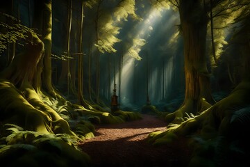 forest in the night generated by AI technology