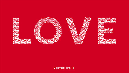 Love in Valentine's Day  on red background , Flat Modern design , illustration Vector EPS 10