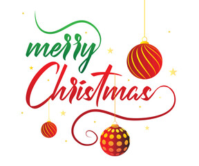 merry christmas text isolated on white background