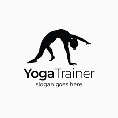 Yoga logo, retreats logo, Pilates trainer logo, woman doing pilates movement