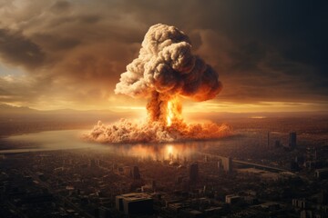 Nuclear explosion over the city.