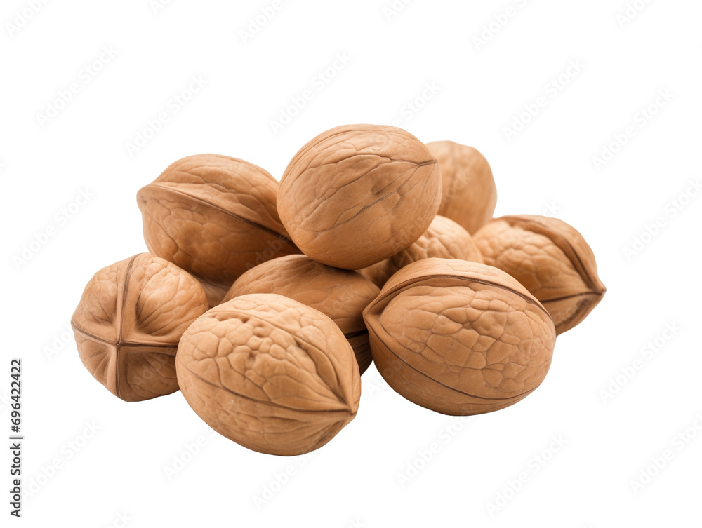 Poster walnuts on a white background