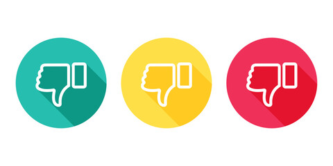 Thumbs down vector icon in green, yellow, and red color. Unlike symbol.