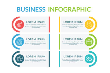 Business infographic Vector Powerpoint template with 6 step