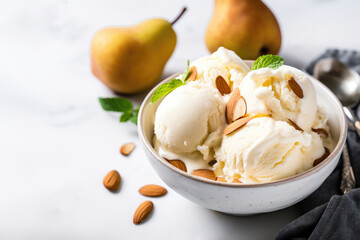A Bowl of Pear Almond Ice Cream