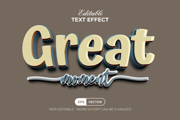 3D Text Effect Great Moment Style. Editable Text Effect.