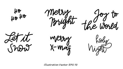Merry Christmas Handwriting on  white background , Flat Modern design , illustration Vector EPS 10
