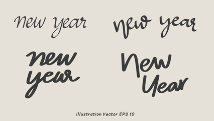 New Year hand written on white background , Flat Modern design , illustration Vector EPS 10