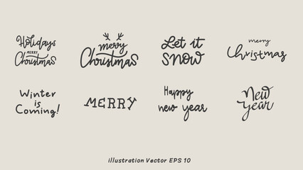 Merry Christmas Handwriting on  background , Flat Modern design , illustration Vector EPS 10