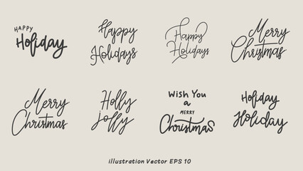 Merry Christmas Handwriting on  background , Flat Modern design , illustration Vector EPS 10 - obrazy, fototapety, plakaty