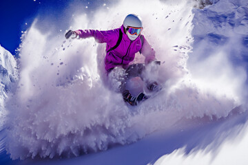 Energetic Super Artistic Winter Skiing Snowboarding Wallpaper Background Backdrop Cover Magazine Digital Art
