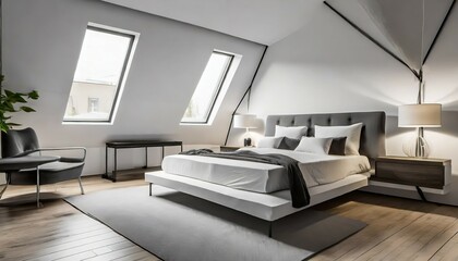 stylish white attic bedroom corner