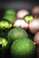 green and red christmas balls