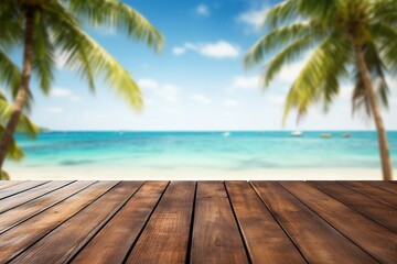 Tropical Beach View from Wooden Deck