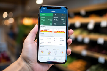Person using smartphone app to track calories and macronutrients, managing diet and maintaining healthy lifestyle