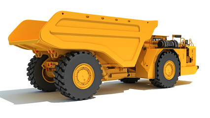 Mining Dump Truck heavy construction machinery 3D rendering on white background