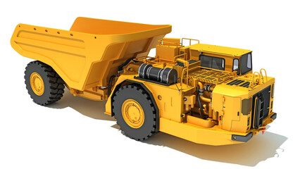 Mining Dump Truck heavy construction machinery 3D rendering on white background