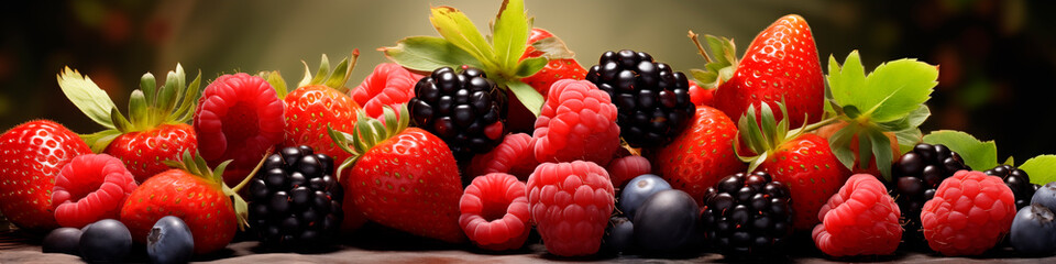 mix of berries on the table with natural background