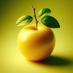 yellow  apple with leaf

