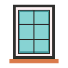 Window with frame cartoon vector illustration. Flat vector illustration of close window isolated on white background. Cartoon window