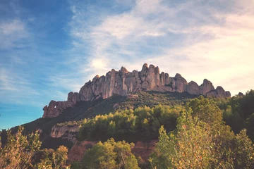 Poster Mountain landscape in the morning. View of Montserrat mountain near Barcelona city. Spain, Europe © vvvita
