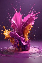 Pink and purple liquids, splash art, vertical composition