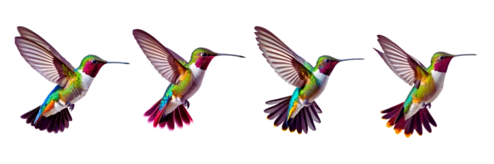 Photo sur Plexiglas Colibri  Set of hummingbird in flaying, isolated over on a white background