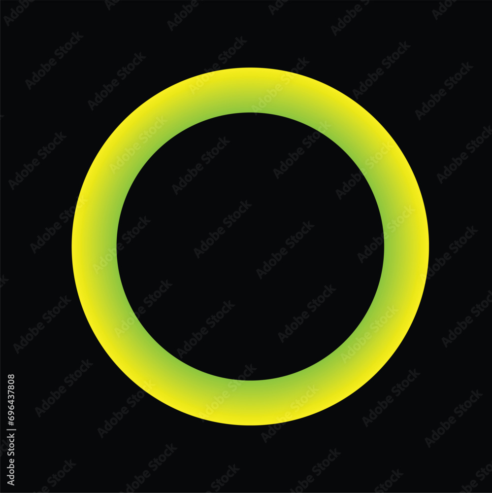 Poster set of color circles round curve shape with wavy dynamic lines isolated on black background technolo
