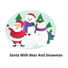 Santa with animal Vector Illustration that can be easily modified or edit

