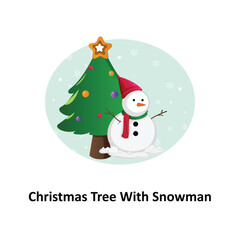 Fototapeta na wymiar Snowman with fir tree Vector Illustration that can be easily modified or edit
