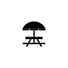 Picnic table icon sign on white background