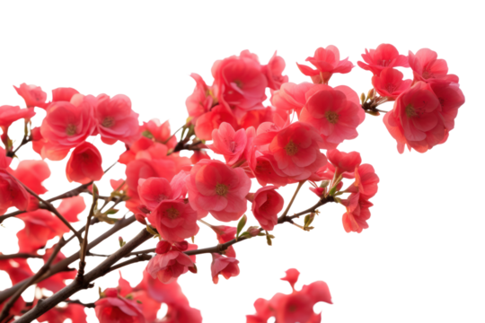 red flowers in spring Isolated on a transparent background.