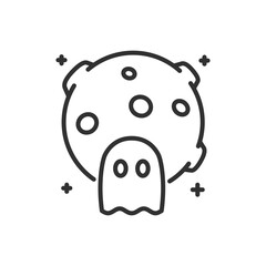 Gauntlet and full moon, linear icon. Line with editable stroke