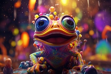 Trendy Hip Frog in a Magical World