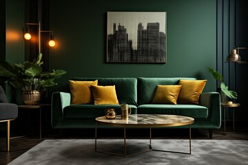 Chic Modern Living Green Velvet in Contemporary Interior Design
