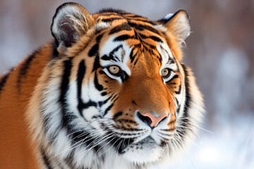 Fototapeta premium Amur tiger close-up, portrait, winter