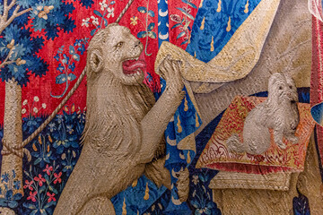 The lady and the unicorn tapestry, Cluny chapel, Paris, France
