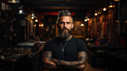 Small business owner in tattoo salon