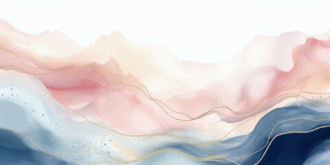 Obraz premium Elegant waves of color with golden lines. A modern, abstract aesthetic