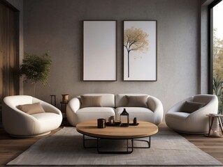 Fototapeta na wymiar Japanese, minimalist style home interior design of modern living room