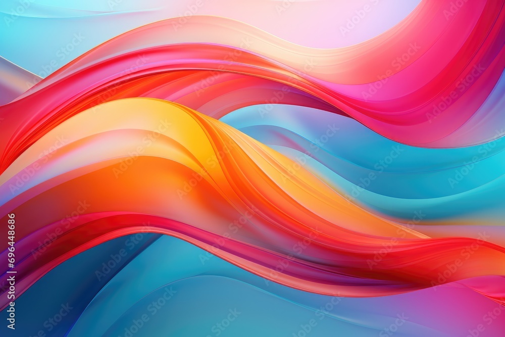 Aufkleber abstract background with smooth lines in blue, orange and pink colors, abstract background featuring
