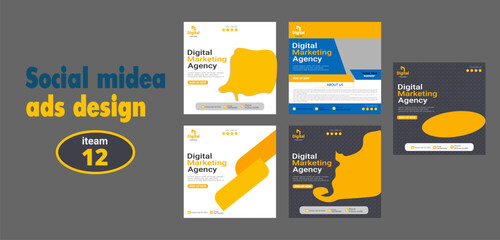 creative marketing agency corporate business square social media post banner 