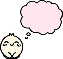 架空のキャラクターがほほ笑む、吹き出しの挿絵