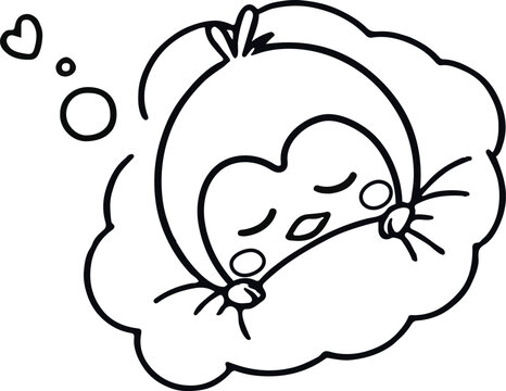 recommend clip art: かわいい鳥の子どもが布団で寝ている線画イラスト