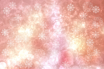 A festive abstract gradient orange pink yellow background texture with glitter defocused sparkle bokeh circles and stars. Card concept for Happy New Year, party invitation, valentine or other holidays