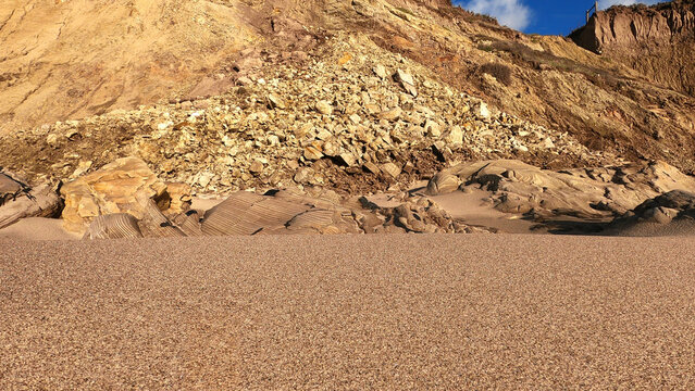Jalama Beach sand and rock walls near Santa Barbara