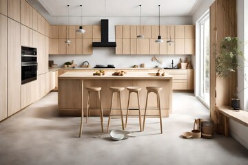 Fototapeta na wymiar modern kitchen interior generated by AI technology