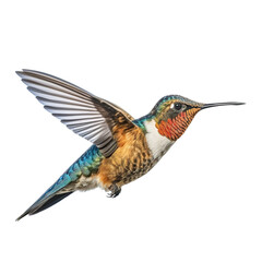 Close-up of hummingbird flying on transparent background Generative AI