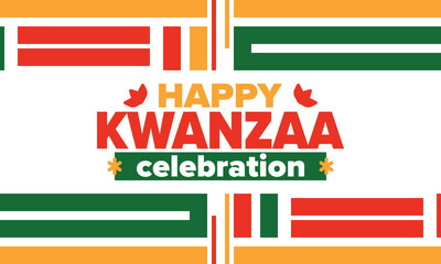 Naklejka premium Kwanzaa celebration. Happy African and African-American holiday. Seven days festival, celebrate annual from December to January. Black History. Poster, card, banner and background. Vector illustration