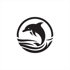dolphin silhouette: Coastal Creatures, Marine Magic, and Dolphin Delights in Enchanting Silhouettes - Minimallest fish black vector
